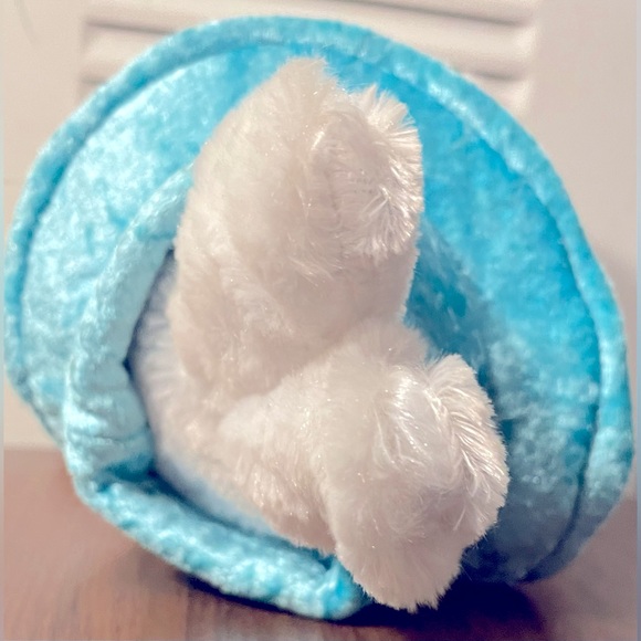 Plush Bunny With Egg and Cute Blue Hat - Picture 6 of 6